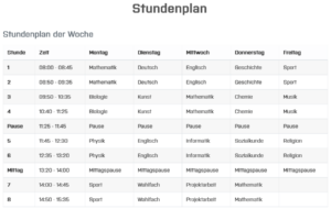 Studenplan-Beispiel