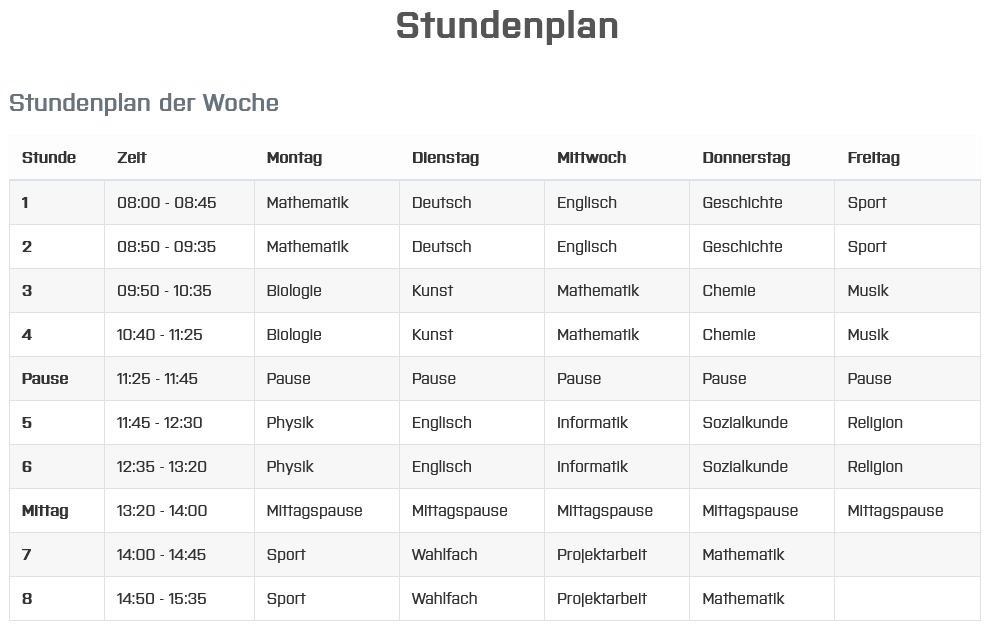 Studenplan-Beispiel